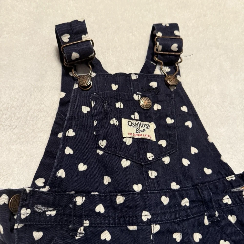 Vintage‎ Oshkosh B'Gosh Vestbak Overalls 12 Months Navy Hearts